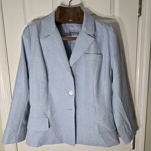 Light Blue Silk Cashmere Wool Blend Blazer Soft Girl Wedding Guest Formal